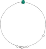 14K Gold Round Lab-Grown Emerald Solitaire Link Bracelet - White Gold