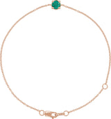 14K Gold Round Lab-Grown Emerald Solitaire Link Bracelet - Rose Gold