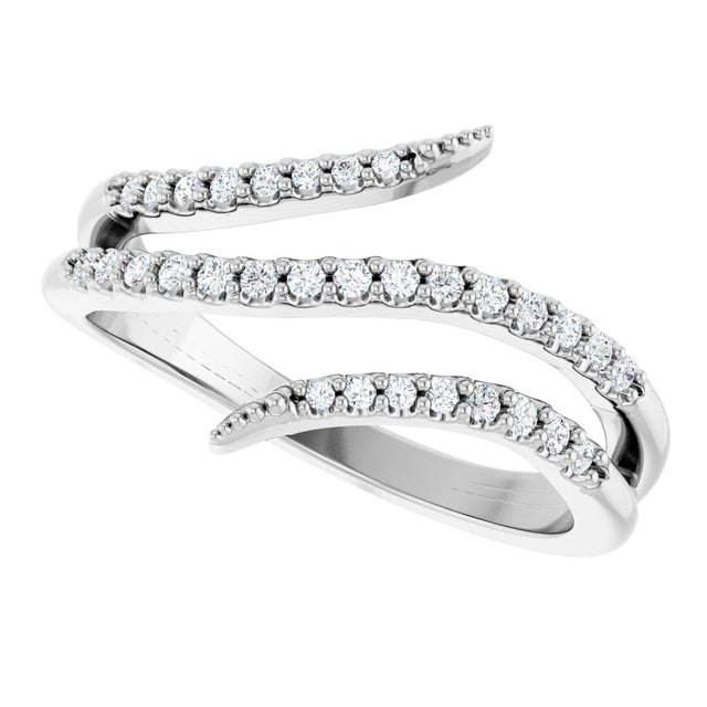 Platinum Round Natural Diamond Accented Bypass Ring - view 5