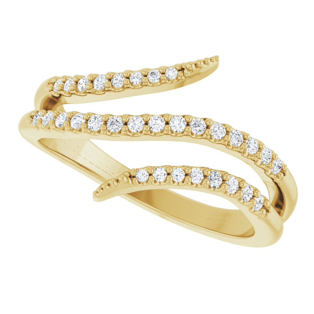 14K Gold Round Natural Diamond Accented Bypass Ring - Yellow Gold - view 5