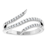 14K Gold Round Natural Diamond Accented Bypass Ring - White Gold - view 3