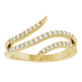 14K Gold Round Natural Diamond Accented Bypass Ring - Yellow Gold - view 3