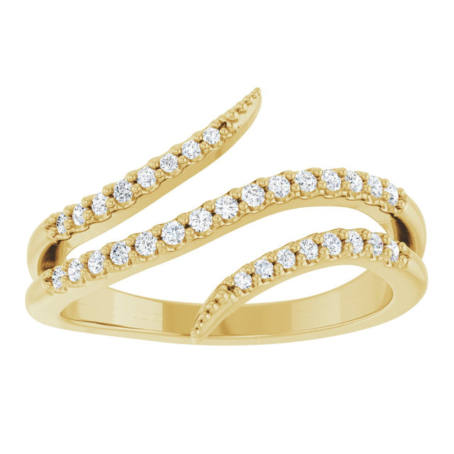 14K Gold Round Natural Diamond Accented Bypass Ring - Yellow Gold - view 3
