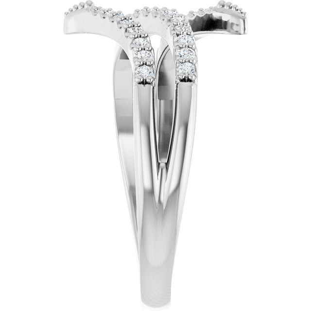 14K Gold Round Natural Diamond Accented Bypass Ring - White Gold - view 4