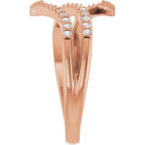 14K Gold Round Natural Diamond Accented Bypass Ring - Rose Gold - view 4