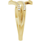 14K Gold Round Natural Diamond Accented Bypass Ring - Yellow Gold - view 4