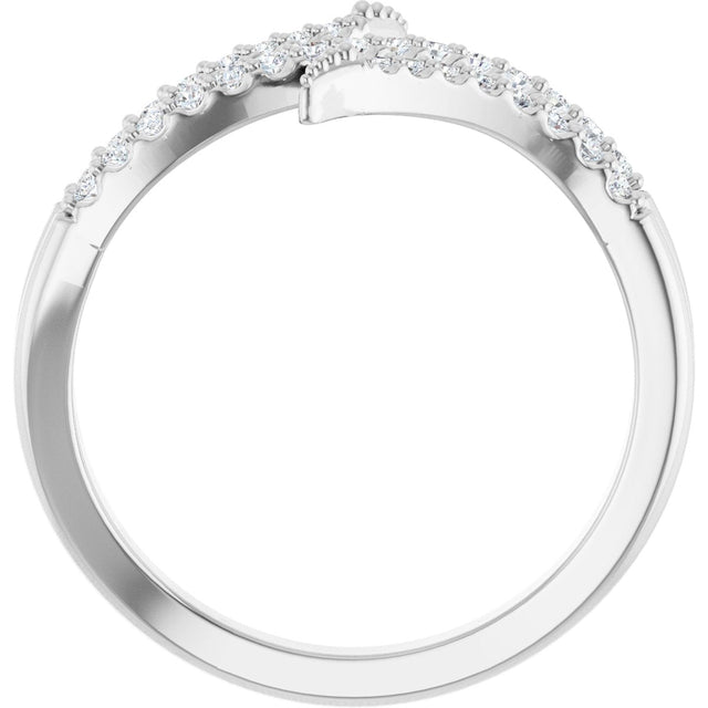 Platinum Round Natural Diamond Accented Bypass Ring - view 2