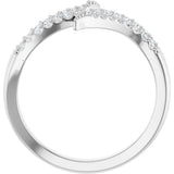 14K Gold Round Natural Diamond Accented Bypass Ring - White Gold - view 2