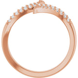 14K Gold Round Natural Diamond Accented Bypass Ring - Rose Gold - view 2
