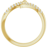 14K Gold Round Natural Diamond Accented Bypass Ring - Yellow Gold - view 2