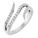 14K Gold Round Natural Diamond Accented Bypass Ring - White Gold