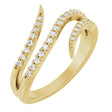 14K Gold Round Natural Diamond Accented Bypass Ring - Yellow Gold