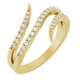14K Gold Round Natural Diamond Accented Bypass Ring - Yellow Gold