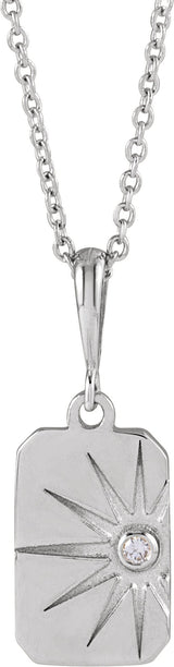 14K Gold Round Natural Diamond Accented Sun Necklace or Pendant - White Gold