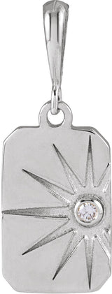 14K Gold Round Natural Diamond Accented Sun Necklace or Pendant - White Gold