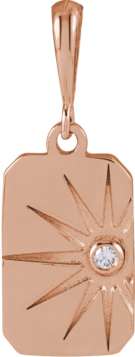 14K Gold Round Natural Diamond Accented Sun Necklace or Pendant - Rose Gold