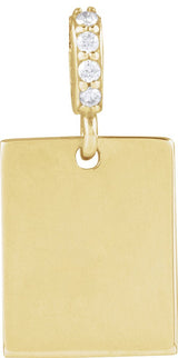 14K Gold Engravable Accented Necklace or Pendant - Yellow Gold