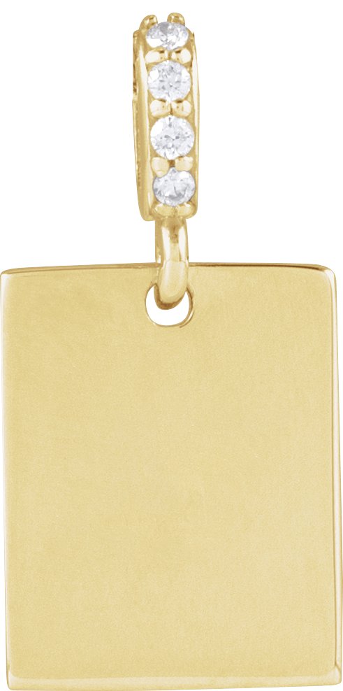 14K Gold Engravable Accented Necklace or Pendant - Yellow Gold