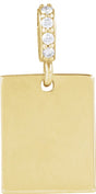 14K Gold Engravable Accented Necklace or Pendant - Yellow Gold