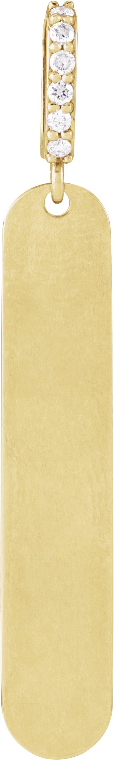 14K Gold Round Natural Diamond Engravable Bar Necklace – 0.05 CTW - Yellow Gold