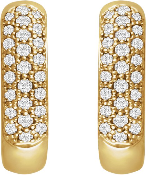 14K Gold Round Lab-Grown Diamond Pavé-Style Hoop Earrings - Yellow Gold - view 2