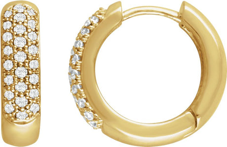 14K Gold Round Lab-Grown Diamond Pavé-Style Hoop Earrings - Yellow Gold