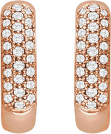 14K Gold Round Lab-Grown Diamond Pavé-Style Hoop Earrings - Rose Gold - view 2