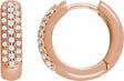 14K Gold Round Natural Diamond Pavé-Style Hoop Earrings - Rose Gold