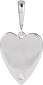 Platinum Round Natural Diamond Engravable Accented Heart Necklace or Pendant