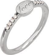 Platinum Round Natural Diamond Engravable Accented Signet Ring