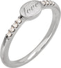 Platinum Round Natural Diamond Engravable Accented Signet Ring