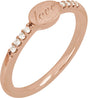 14K Gold Round Natural Diamond Engravable Accented Signet Ring - Rose Gold