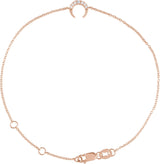 14K Gold Round Natural Diamond Accented Crescent Moon Bracelet - Rose Gold