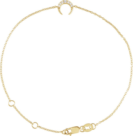 14K Gold Round Natural Diamond Accented Crescent Moon Bracelet - Yellow Gold
