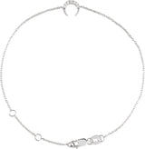 14K Gold Round Natural Diamond Accented Crescent Moon Bracelet - White Gold
