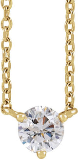 14K Gold Round Natural Diamond Solitaire Necklace – 2-4mm Stones - Yellow Gold