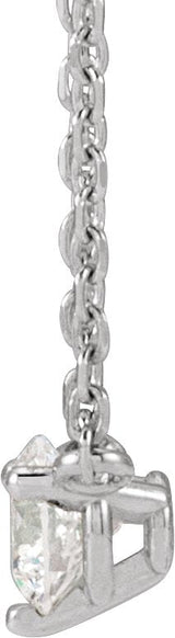14K Gold Round Natural Diamond Solitaire Necklace – 2-4mm Stones - White Gold - view 2