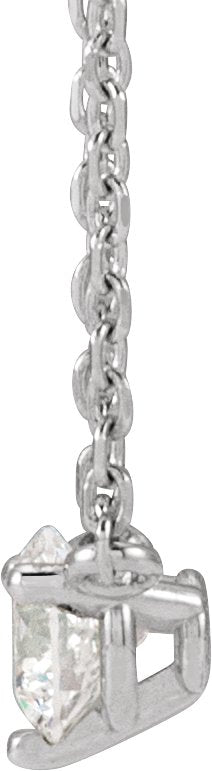 14K Gold Round Natural Diamond Solitaire Necklace – 2-4mm Stones - White Gold - view 2