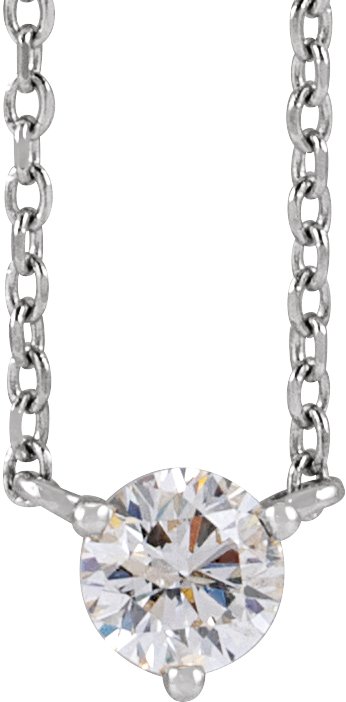 14K Gold Round Natural Diamond Solitaire Necklace – 2-4mm Stones - White Gold