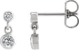 Platinum Round Natural White Sapphire Two-Stone Bezel Set Earrings