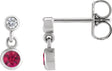 Platinum Round Lab-Grown Ruby Two-Stone Bezel Set Earrings