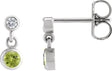 Platinum Round Natural Peridot Two-Stone Bezel Set Earrings