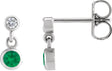 14K Gold Round Lab-Grown Emerald Two-Stone Bezel Set Earrings - White Gold