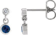Platinum Round Natural Blue Sapphire Two-Stone Bezel Set Earrings