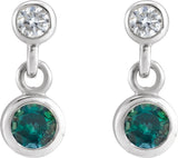 Platinum Round Lab-Grown Alexandrite Two-Stone Bezel Set Earrings - view 2