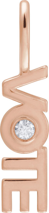 14K Gold Round Natural Diamond Accented Vote Pendant - Rose Gold