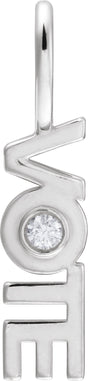 14K Gold Round Natural Diamond Accented Vote Pendant - White Gold