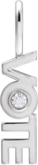 Platinum Round Natural Diamond Accented Vote Pendant