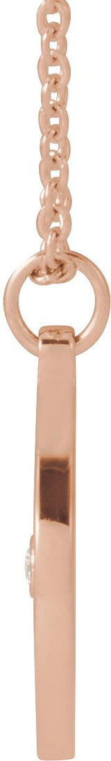 14K Gold Round Natural Diamond Accented Compass Necklace or Pendant - Rose Gold - view 2