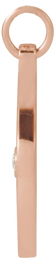 14K Gold Round Natural Diamond Accented Compass Necklace or Pendant - Rose Gold - view 2